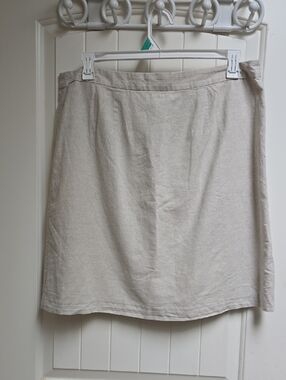 Liz Clayborne Women's Cream A-Line Linen Cotton Blend Skirt Plus size 14